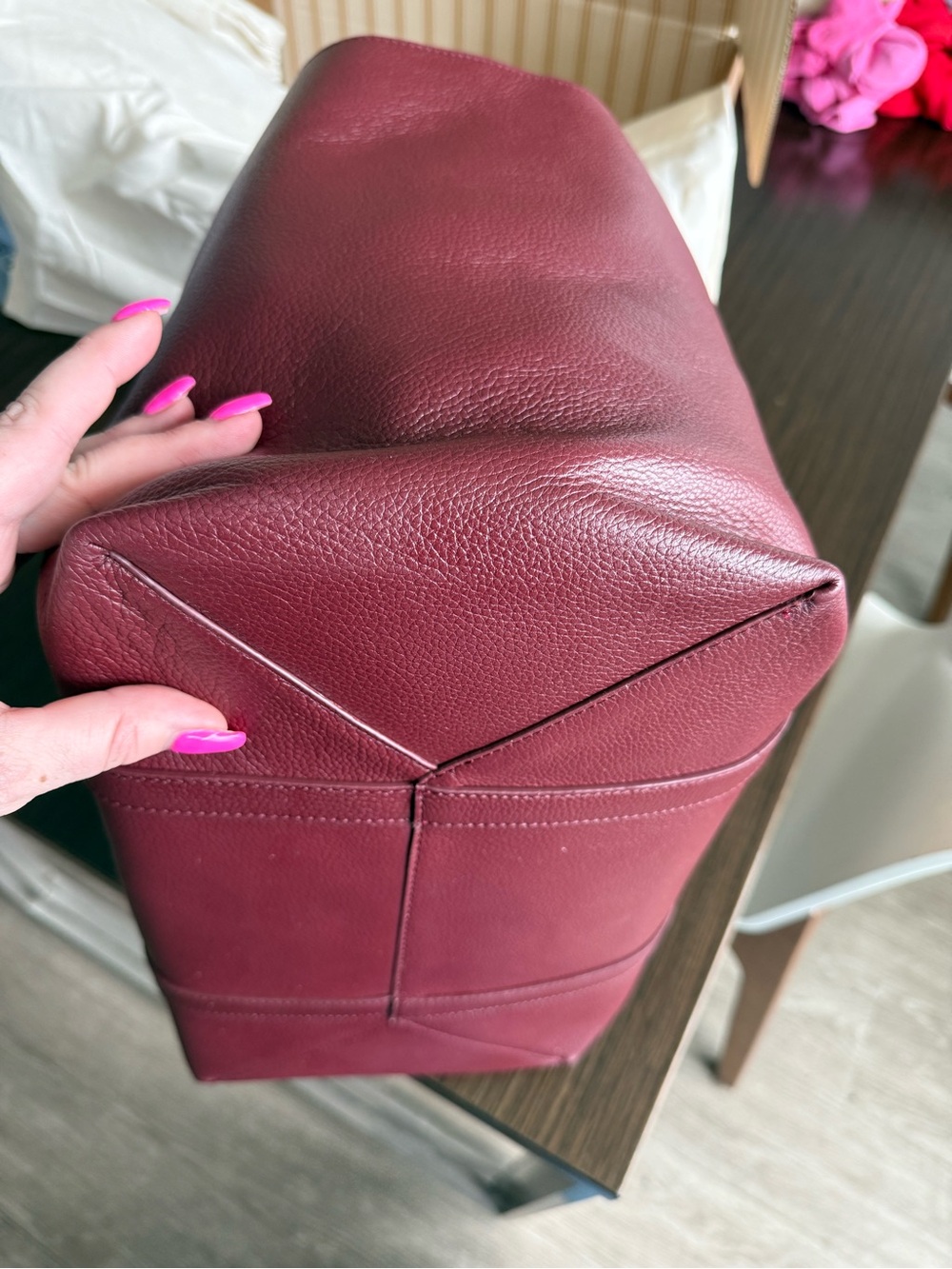 Sezane Gabin Bag - Burgundy Grained Leather - Picture 7 of 12